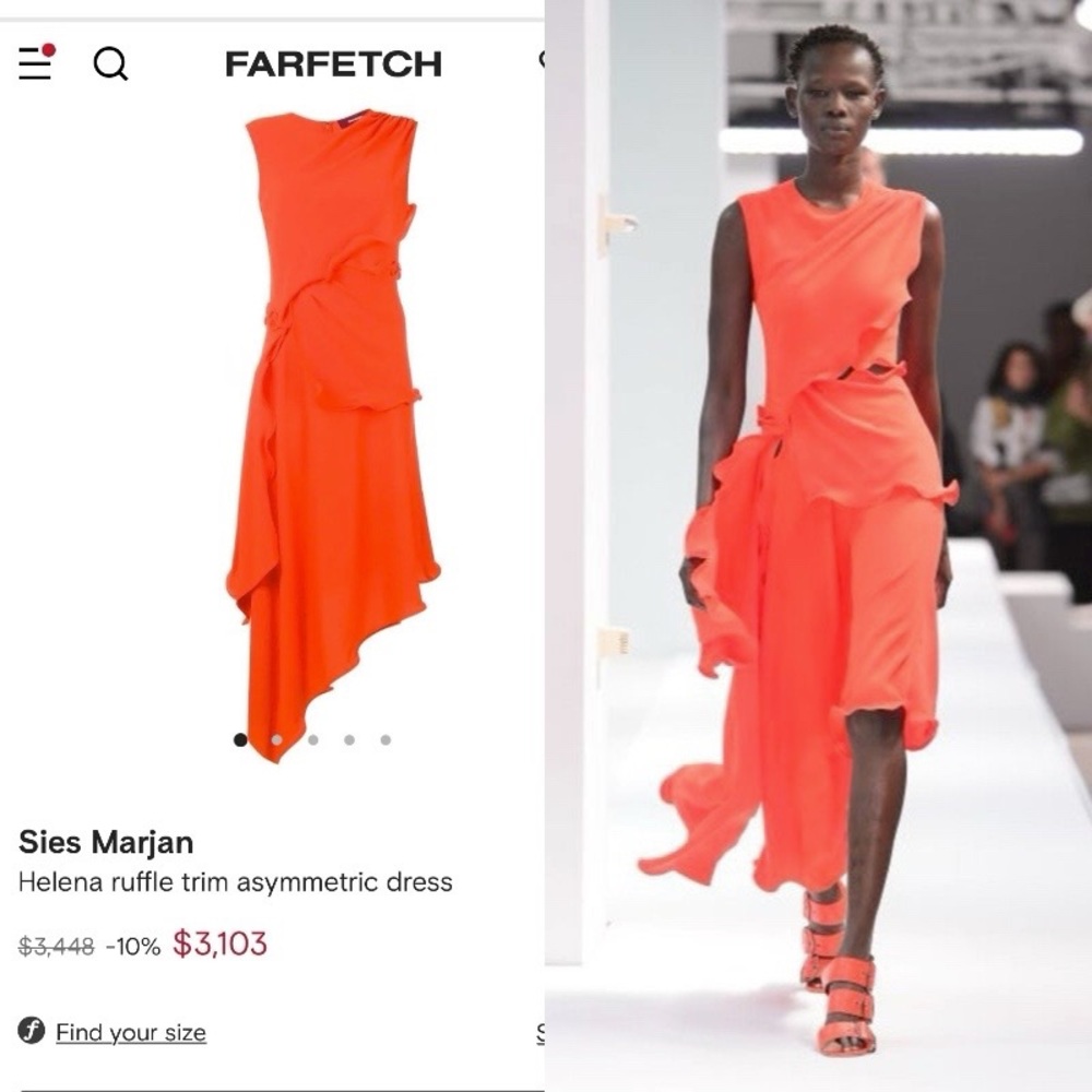 Sies Marjan Helena ruffle trim asymmetric dress orange